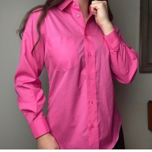 Foxcroft pink button down blouse size 8 - Picture 1 of 7